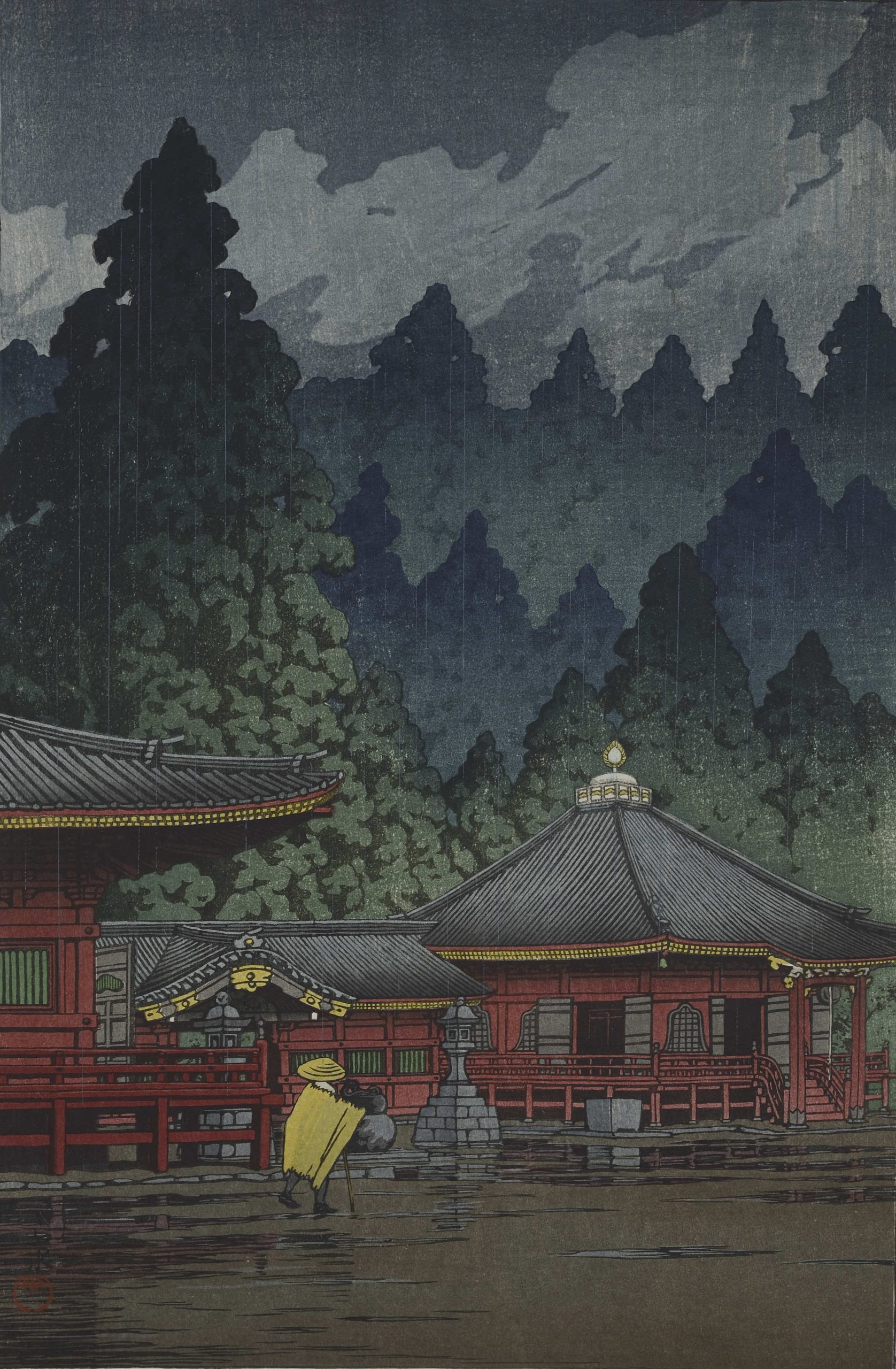 Poster "Padiglione del tempio Futatsu a Nikko", Kawase Hasui