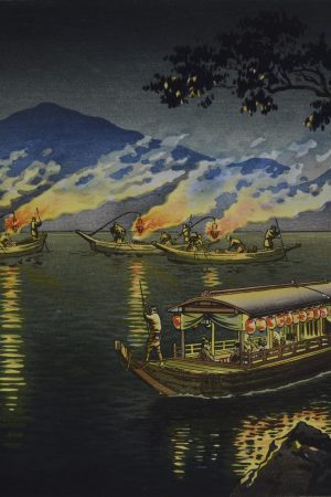 Poster "Pesca coi cormorani sul Nagaragawa", Koitsu Tsuchiya