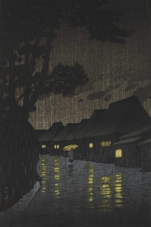 Poster "Pioggia a Maekawa", Kawase Hasui
