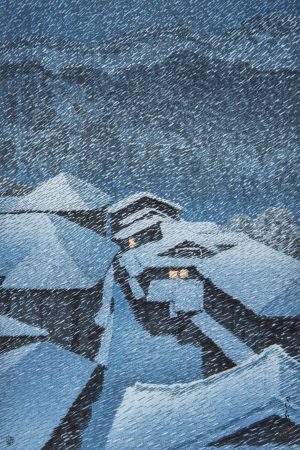 Poster "Shiobara Hatatori (Hatatori a Shiobara – Tempesta di neve)", Kawase Hasui