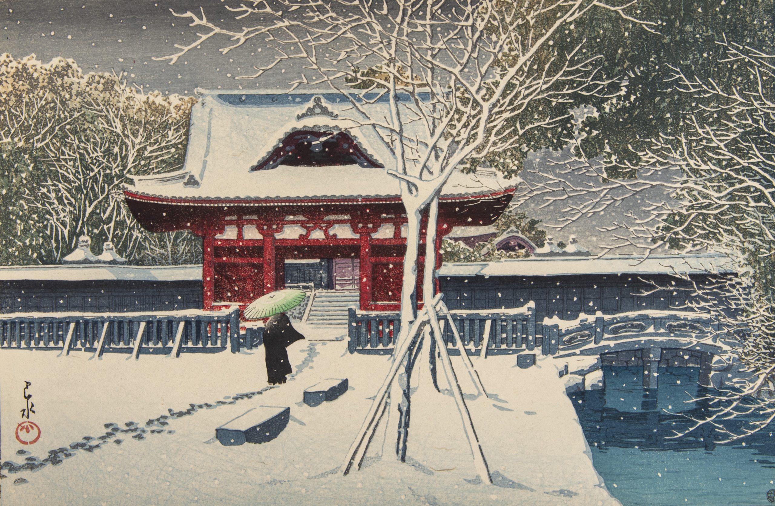 Poster "Snow in Shibapark (neve al parco Shiba)", Kawase Hasui
