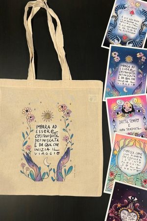 Shopper "Impara ad essere", dall'opera di Enrica Mannari