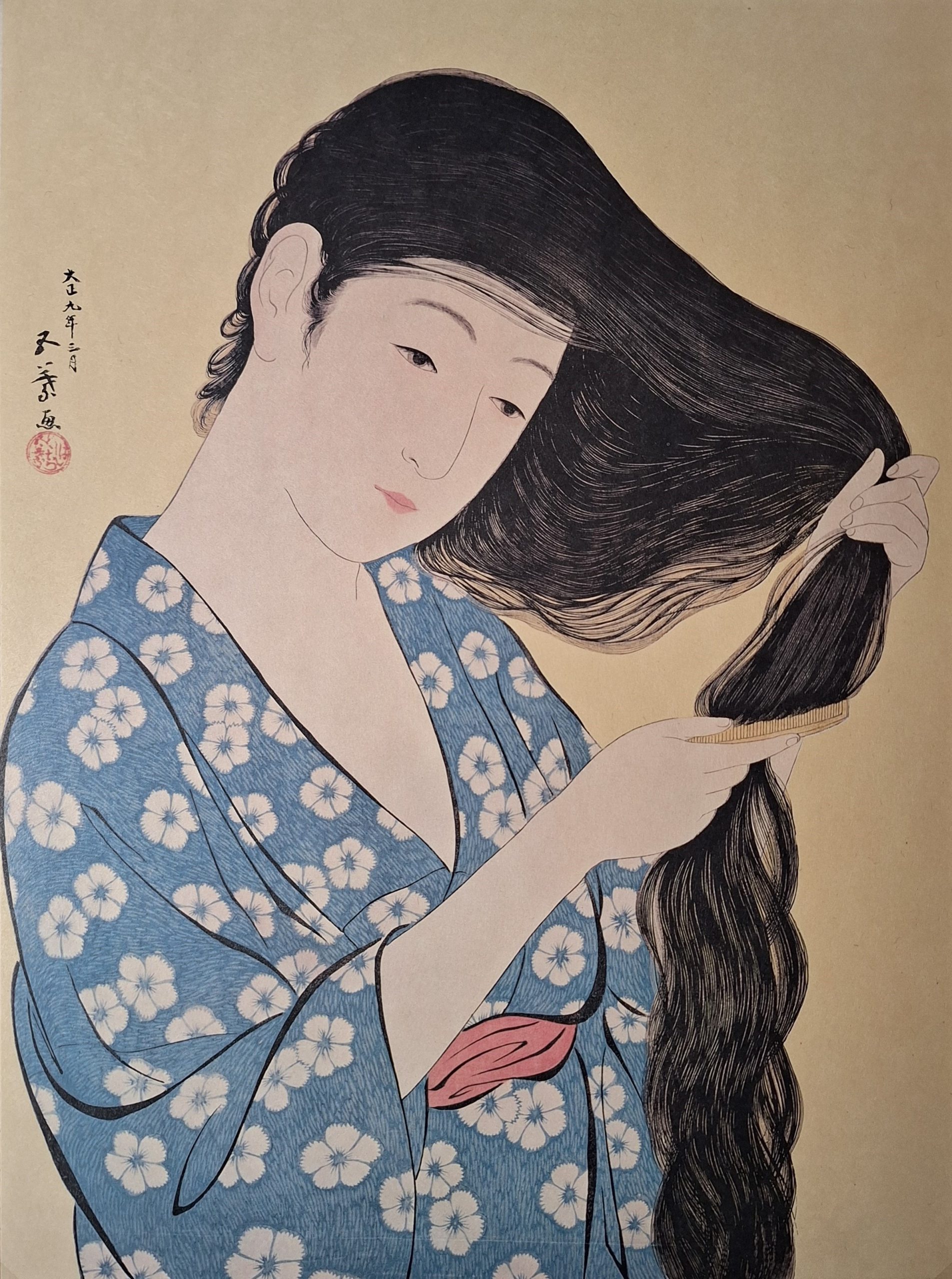 Poster "Donna che si pettina i capelli", Hashiguchi Goyō