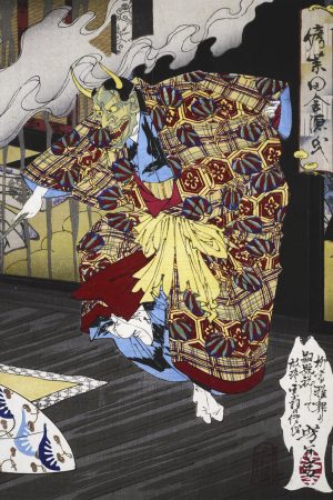 Cartolina "The False Murasaki and a Rural Genji", Yoshitoshi Tsukioka